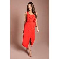 Coast Women's Corsage Pleated Pencil Dress in Flame Red | Size: 10