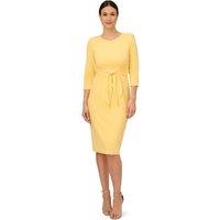 Adrianna Papell Women's Knit Crepe Tie Waist Sheath in Yellow | Size: 14
