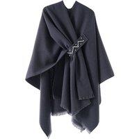 MODISHION Women's Embellished Detail Oversized Shawl in Dark Navy