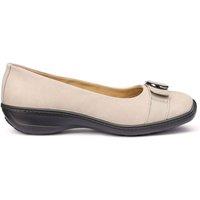 Hotter Women's Wide Fit 'Grace' Ballet Pumps in Light Stone | Size: 4