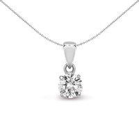 Jewelco London Women's 18ct White Gold 0.25ct D/VS Lab Grown Diamond Solitaire Pendant in Silver