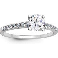 Jewelco London Women's 18ct White Gold 1.00ct D/VS Lab Grown Diamond Engagement Ring in Silver | Size: Large