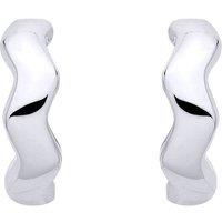 Jewelco London Women's Sterling Silver Twisted Wave Huggie Hoop Earrings