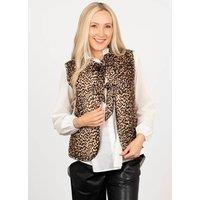 Sarta Women's Noa Quilted Gilet - Neutral, Leopard in Beige | Size: 8-10