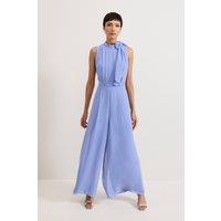 Phase Eight Women's Lucie Tie-Neck Wide Leg Jumpsuit in Baby Blue | Size: 20