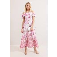 Phase Eight Women's Esme Linen Dress in Bright Pink | Size: 14