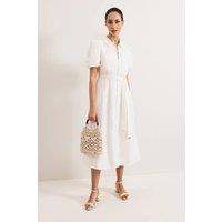 Phase Eight Women's Carlotta Linen Shirt Dress in Warm White | Size: 20