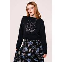 Hell Bunny Women's Russula Halloween Style Bold Black Jumper | Size: 4XL