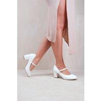 Where's That From Women's 'Araceli' Wide Fit Block Heel Mary Jane Pumps in White | Size: 3