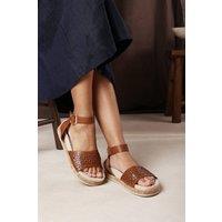 Where's That From Women's Bask Cutout Design Flatform Sandal in Tan | Size: 5