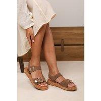 Where's That From Women's Bowtie Knotted Open Toe Suede Low Wedge Sandal in Camel | Size: 5