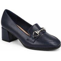 Spot On Women's Block Heel Loafer with Horsebit Detail in Navy | Size: 7