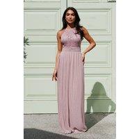 TFNC London Women's Serene Lace Mauve Maxi Dress in Pink | Size: 12