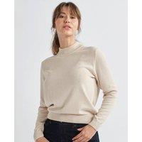Alse Studio Women's Premium Quality 100% Cotton Turtle Neck Long Sleeve Jumper in Stone | Size: Medium