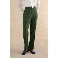 Hobbs London Women's Bess High Waisted Straight Leg Trousers in Bottle Green | Size: 18
