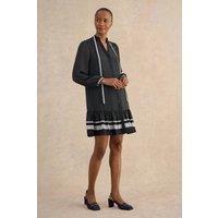Hobbs London Women's Valerie Ruffle-Hem Mini Shift Dress in Dark Navy | Size: 20
