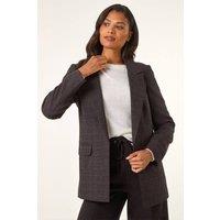 Roman Women's Check Print Longline Blazer in Aubergine | Size: 10