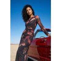 Roman Women's Floral Mesh Stretch Maxi Dress in Black | Size: 20