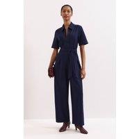 Phase Eight Women's Tabitha Collared Wide-Leg Jumpsuit in Dark Navy | Size: 20