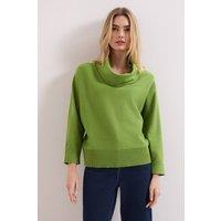 Phase Eight Women's Ribbed Detailing Rosalie Cowl Jumper in Lime | Size: Medium