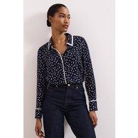 Phase Eight Women's Rita Printed Collared Button-Up Shirt in Dark Navy | Size: 12