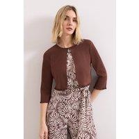 Phase Eight Women's Mimi Knitted Cropped Cardigan in Chocolate | Size: Large
