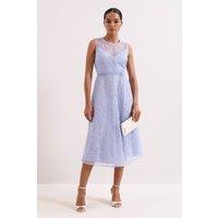 Phase Eight Women's Sakura Floral Embroidered Lace Dress in Pale Blue | Size: 14
