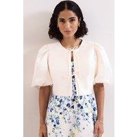 Phase Eight Women's Paulina Cropped Puff-Sleeve Jacket in Cream | Size: 14