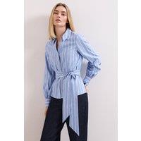 Phase Eight Women's Collared Statement-Belt Shirt in Baby Blue | Size: 12