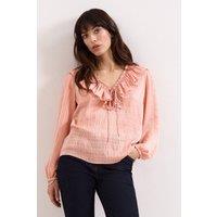 Phase Eight Women's Sidney Ruffle Blouse in Peach | Size: 14