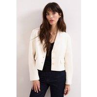 Phase Eight Women's Adria Cropped Textured Jacket Blazer in Off-White | Size: 18
