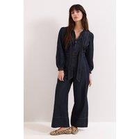 Phase Eight Women's Patricia Tie Neck Denim Jumpsuit in Dark Indigo | Size: 20
