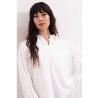 Phase Eight Women's Button Detailed Ashton Ivory Shirt in Off-White | Size: 12