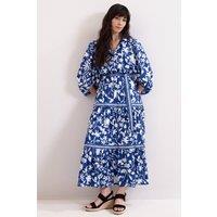 Phase Eight Women's Floral Print Shirt Dress in Cobalt | Size: 26
