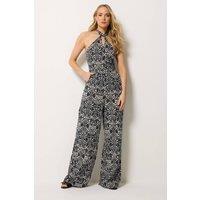 Long Tall Sally Women's Tall Abstract Halterneck Jumpsuit | Size: 20