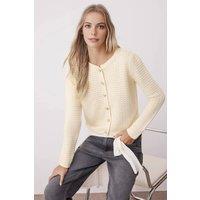 WOVCOR Women's Classic Button-Through Knitted Cardigan in Cream | Size: Small
