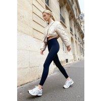WOVCOR Women's High-Waist Elastic Knit Leggings with Stretch Waistband in Navy | Size: Large