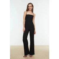 WOVCOR Women's Strappy Wide-Leg Woven Jumpsuit in Black | Size: 10