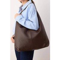 WOVCOR Women's Woven Texture Oversized Tote Shoulder Bag in Brown