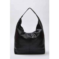 WOVCOR Women's Woven Texture Oversized Tote Shoulder Bag in Black