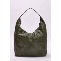 WOVCOR Women's Woven Texture Oversized Tote Shoulder Bag in Khaki