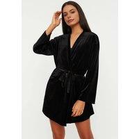WOVCOR Women's Soft Feeling Velvet Knit Dressing Gown in Black | Size: XL