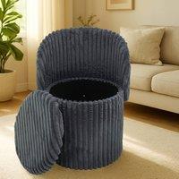 GAVENO CAVAILIA 3 In 1 Harp Ribbed Ottoman Storage Stool in Charcoal | Size: 1 Seater