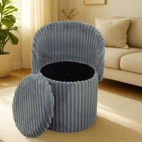 GAVENO CAVAILIA 3 In 1 Harp Ribbed Ottoman Storage Stool in Grey | Size: 1 Seater