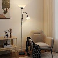HOMCOM Mother-Child Floor Lamp Duo Light with 2 Switches & Round Base in Black