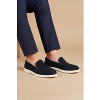 Silver Street London Men's San Mauro Suede Leather Casual Apron Loafers in Navy | Size: 11