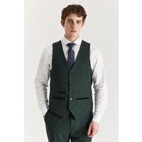 Infinity Leather Men's Suit Waistcoat Prince Of Wales Formal Waistcoat in Green | Size: 42R