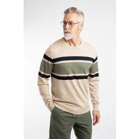 Weird Fish Men's Ryker Stripe Crew Neck Jumper in Nude | Size: 2XL