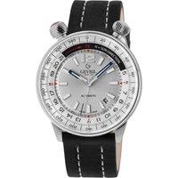 Gevril Men's Wallabout, Swiss Automatic Watch, Silver Dial, Hand made Italian leather, & Sapphire Crystal in Black