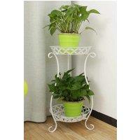 Living and Home 2 Tier Tall Vintage Metal Plant Stand Flower Holder Plant Pot Rack in White